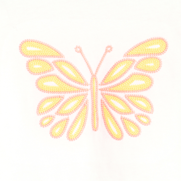 تيشيرت برسمة فراشة بأكمام قصيرة باللون الأبيض للفتيات